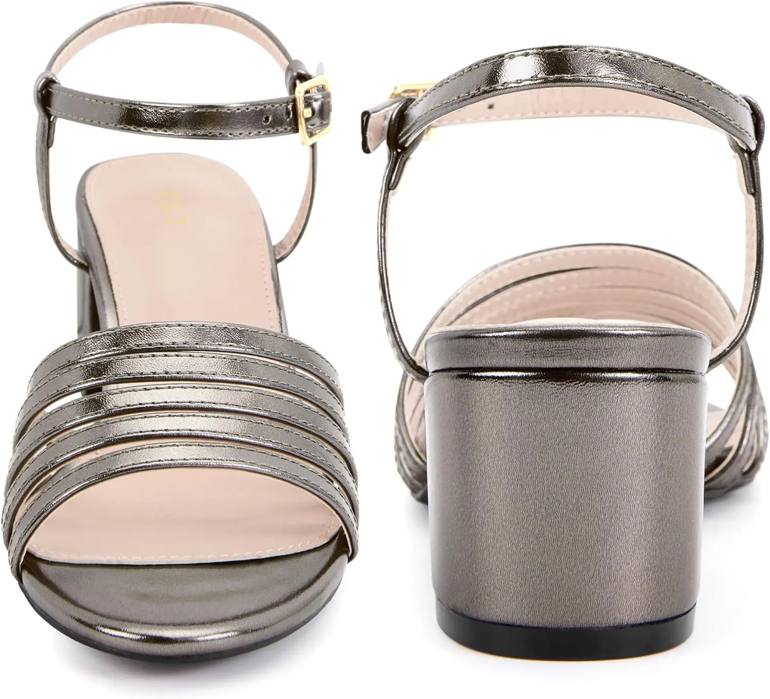 Perphy Strappy Open Toe Gladiator Block Heel Metallic Sandal for Women