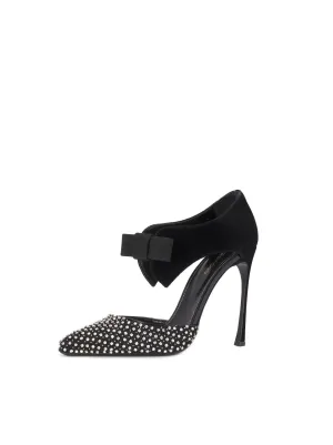 Pierrot Crystal and Velvet Pump - Black