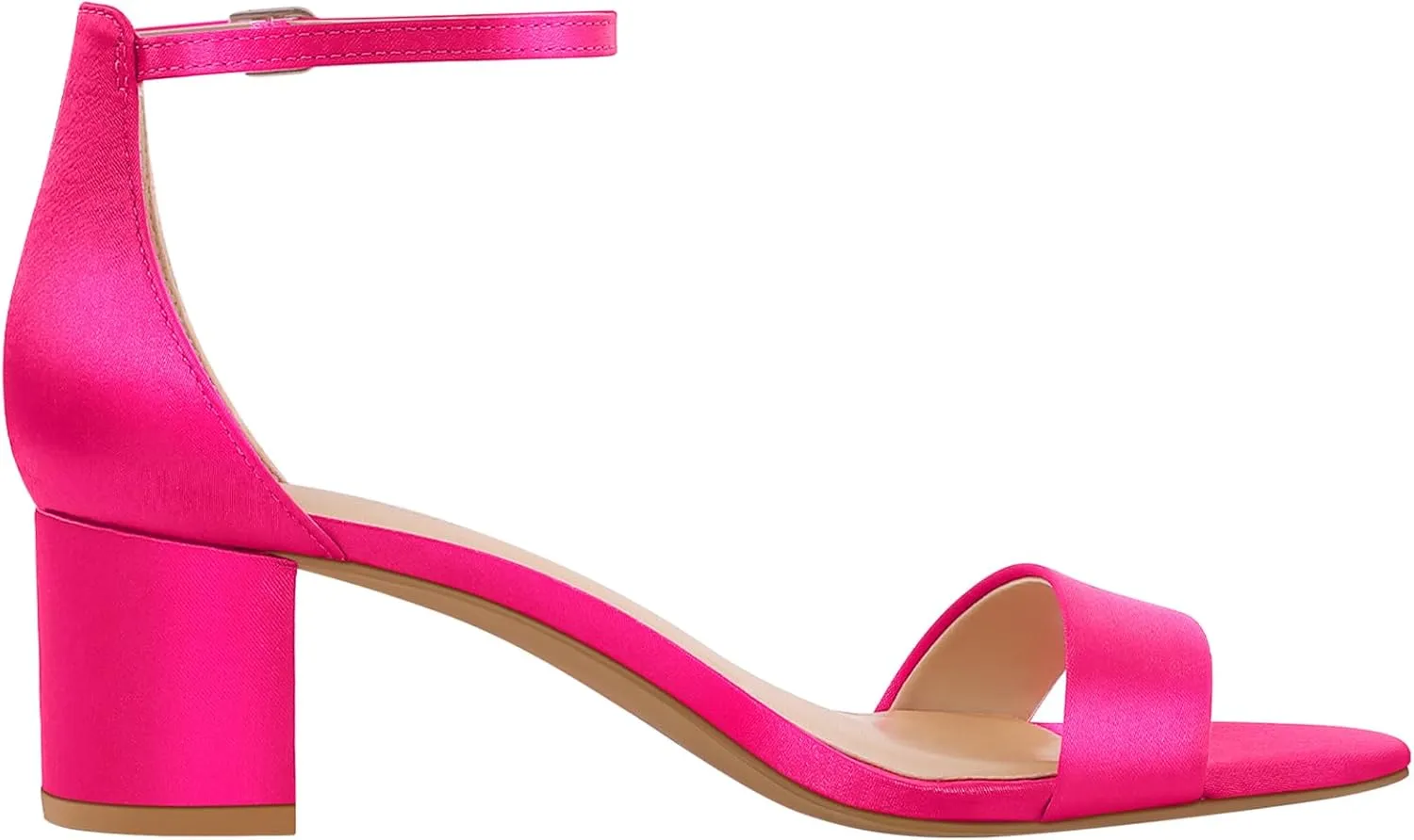 PIZZ ANNU Women's Low Block Chunky Heels Sandals Comfortable Open Toe Ankle Strap Party Dress Pump Shoes Strappy Buckle Heeled Sandal with 2 Inches Tall Thick Heel Design