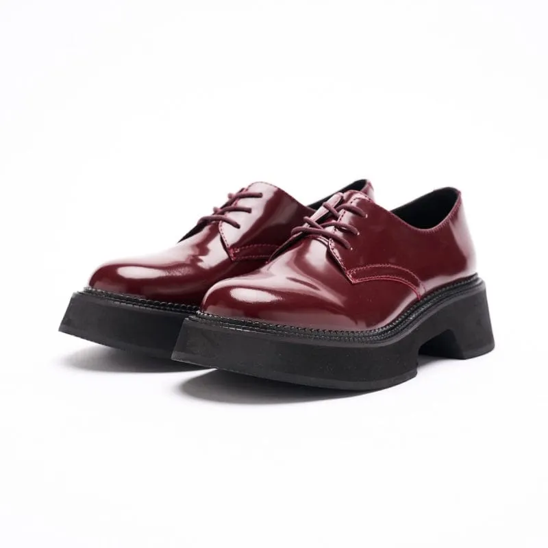 POLISHED DERBY SHOES BURGUNDY 45mm增高厚底皮鞋 增高皮鞋推薦