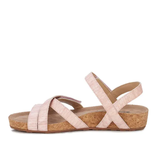 Pool Sandal: Baby Rose Snake Print Leather I Walking Cradle