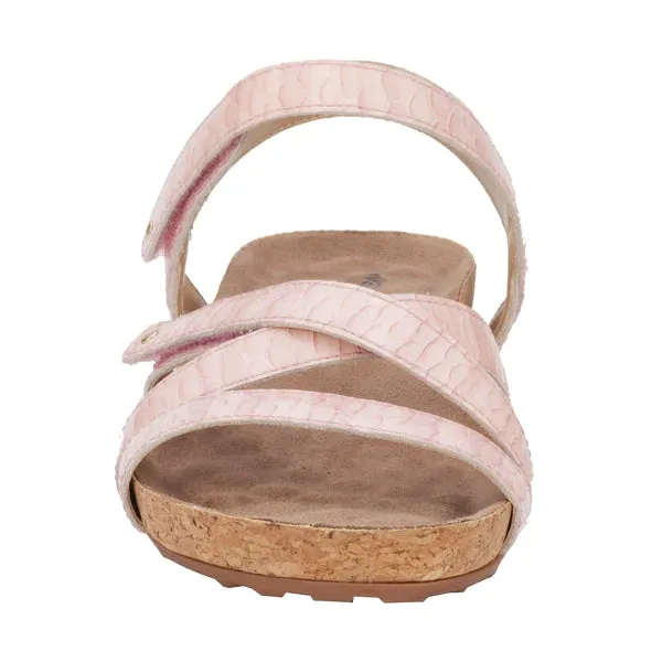 Pool Sandal: Baby Rose Snake Print Leather I Walking Cradle