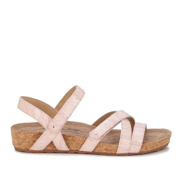 Pool Sandal: Baby Rose Snake Print Leather I Walking Cradle