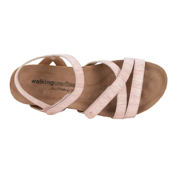 Pool Sandal: Baby Rose Snake Print Leather I Walking Cradle