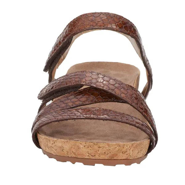 Pool Sandal: Nutmeg Marshall Snake Print Leather I Walking Cradle