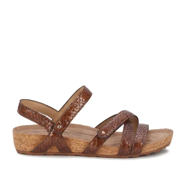 Pool Sandal: Nutmeg Marshall Snake Print Leather I Walking Cradle