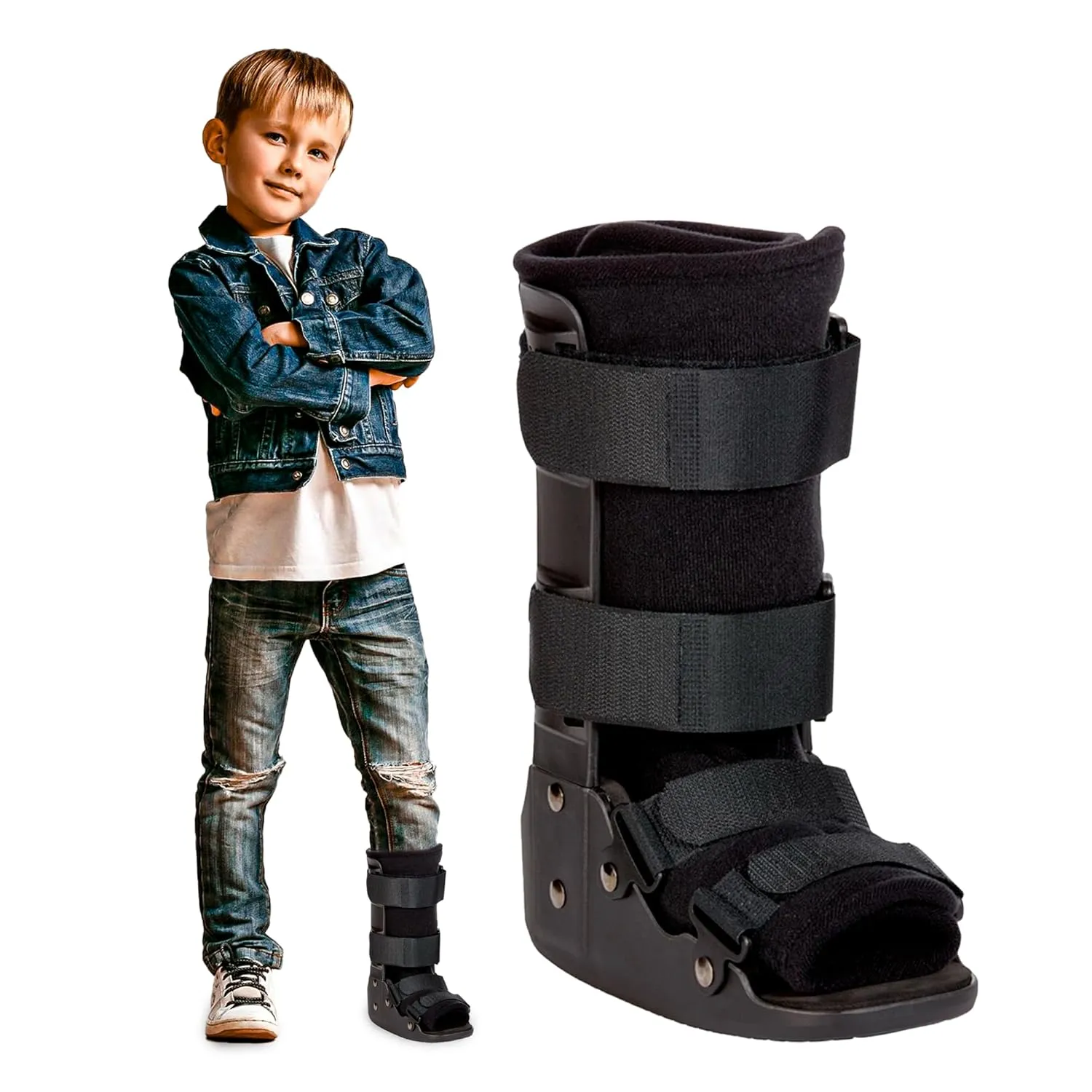 ProtechTor Mini Moonboot Pediatric Walker |Kids Cam Walker | Youth Walking Boot for Broken Foot | Medical Foot Brace | Kid's Stress Metatarsal Bone Fracture| Kids Broken Toe or Foot (Medium)