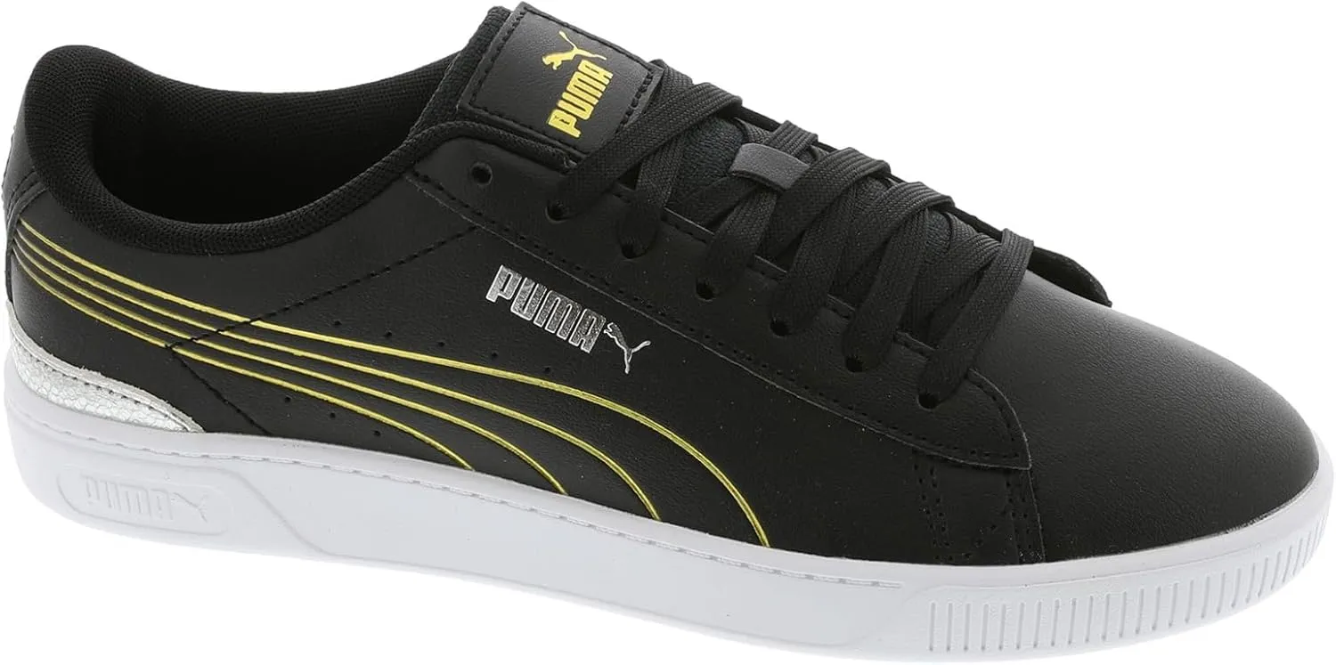 Puma Womens Vikky V3 Metallic Shine Lace Up Sneakers Shoes Casual - Black