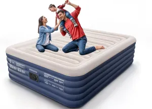 Queen Air Mattress with Built in Pump, 18" Comfort Inflatable Mattress with Leak-Proof Air Chamber, Thicken Sturdy, 3 Min Inflation Blow Up Mattress, 800lb Air Bed for Guests Home Camping