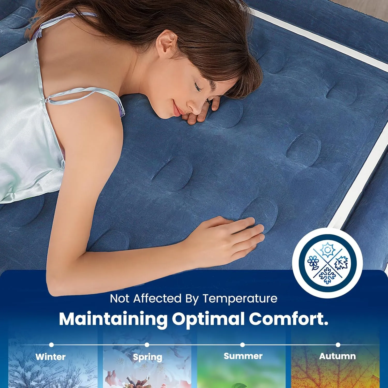 Queen Air Mattress with Built in Pump and 4 Portable Handles, 18" Raised Comfort Blow Up Mattress, 800lb Support Air Bed with Carry Bags, 3 Mins Sturdy Inflatable Bed for Home, Guest&Camping