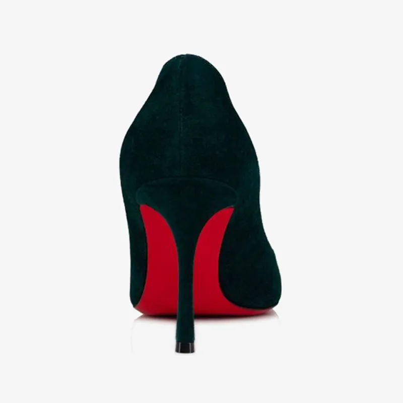 Rakish Green Velvet  Pump