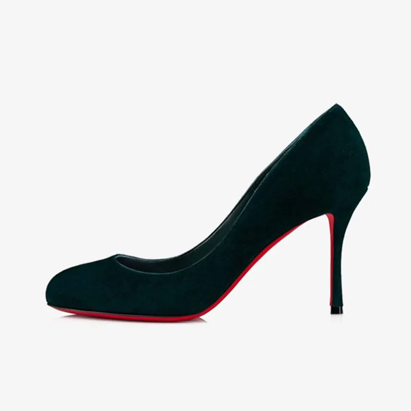Rakish Green Velvet  Pump