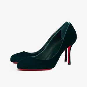 Rakish Green Velvet  Pump