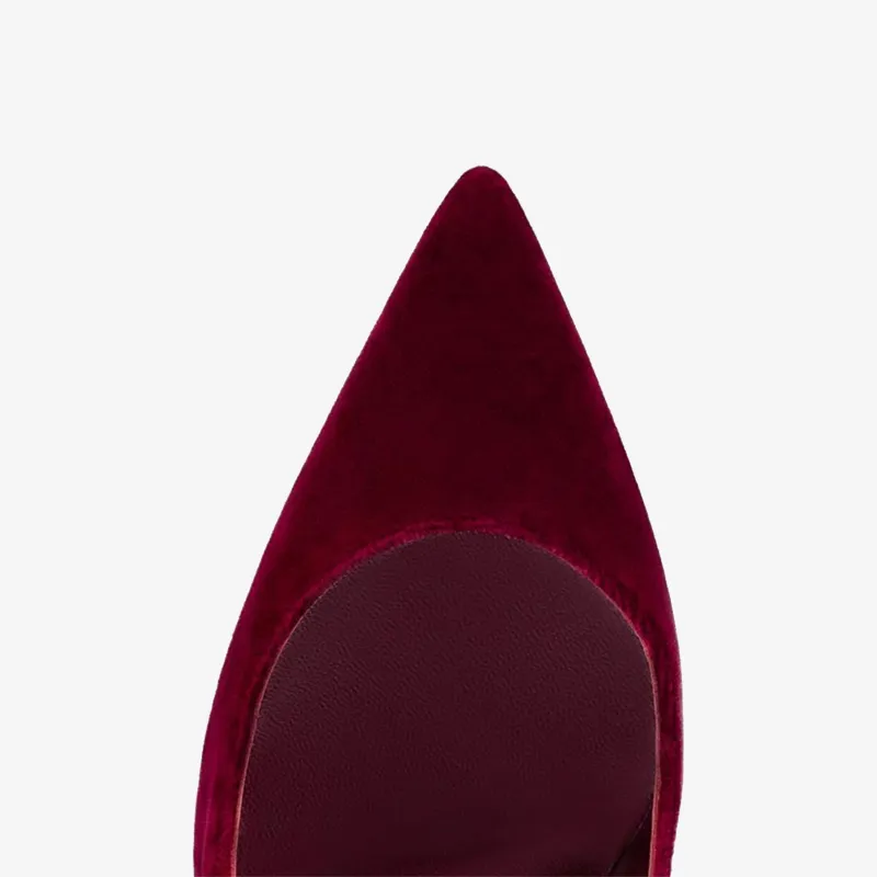 Red Veau Velours Pump with Gold Heel