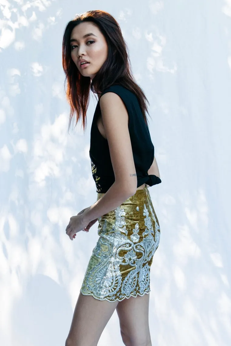 RUMI SKIRT - CHARTREUSE