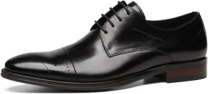 Santimon Men’s Genuine Leather Oxfords Dress Shoes – Handcrafted Cap-Toe Derby Shoes for Formal, Tuxedo, Prom, Wedding & Business Casual