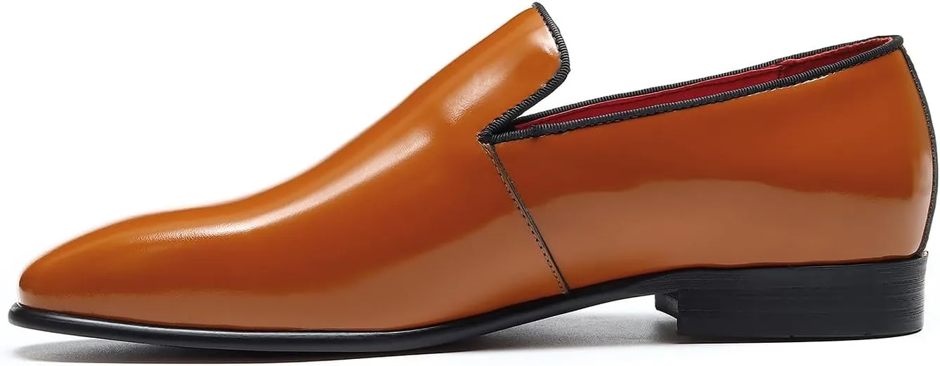 Santimon Mens Loafers Dress Casual Slip-On Penny Loafer Fashion Formal Business Moccasin Wedding Tuxedo Genuine Leather Comfortable Shoes for Men