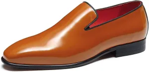 Santimon Mens Loafers Dress Casual Slip-On Penny Loafer Fashion Formal Business Moccasin Wedding Tuxedo Genuine Leather Comfortable Shoes for Men