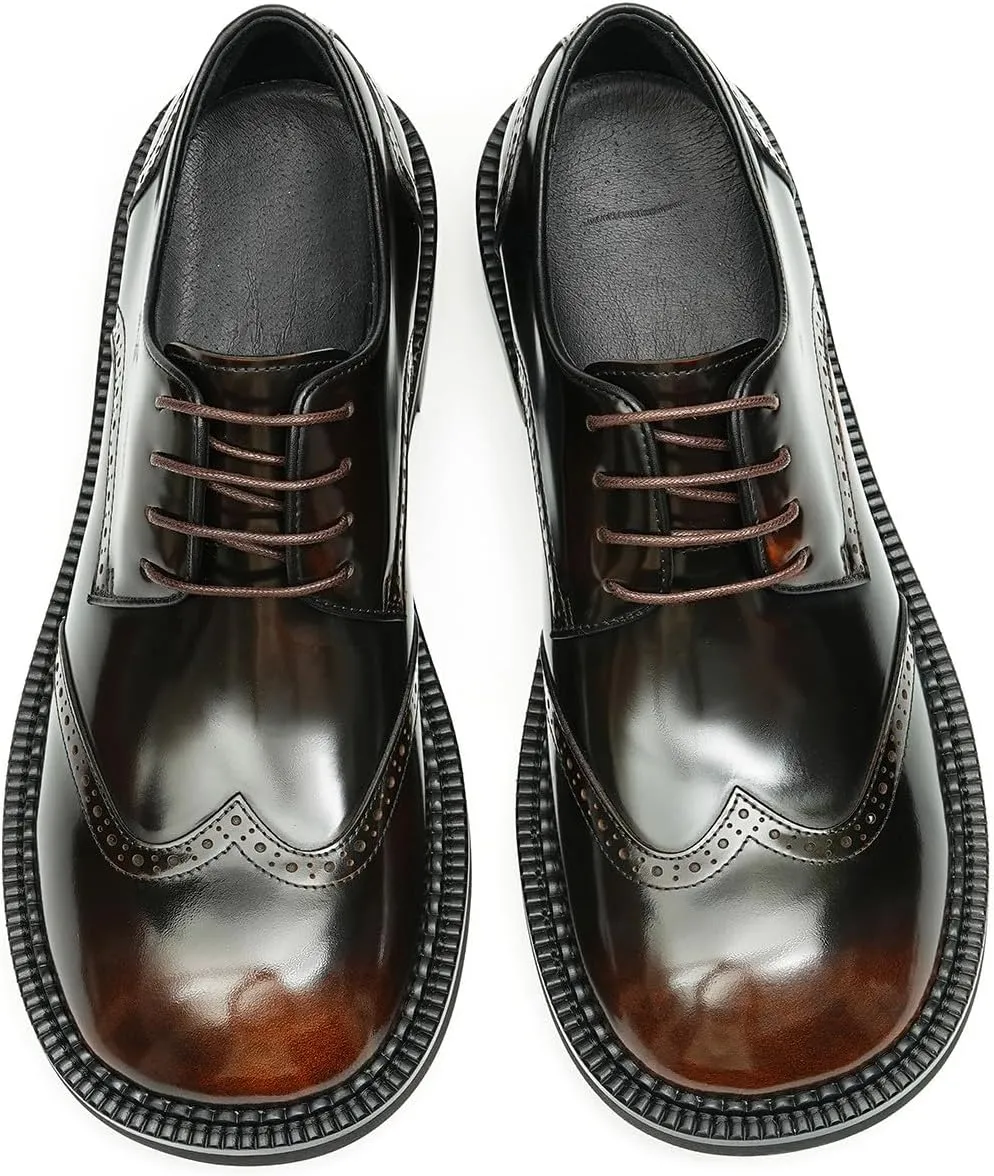 Santimon Mens Oxfords Formal Dress Derby Fashion Patent Leather Square Toe Wingtip Brogue Shoes Prom Wedding Tuxedo Business Causal Shoes for Men