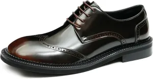 Santimon Mens Oxfords Formal Dress Derby Fashion Patent Leather Square Toe Wingtip Brogue Shoes Prom Wedding Tuxedo Business Causal Shoes for Men