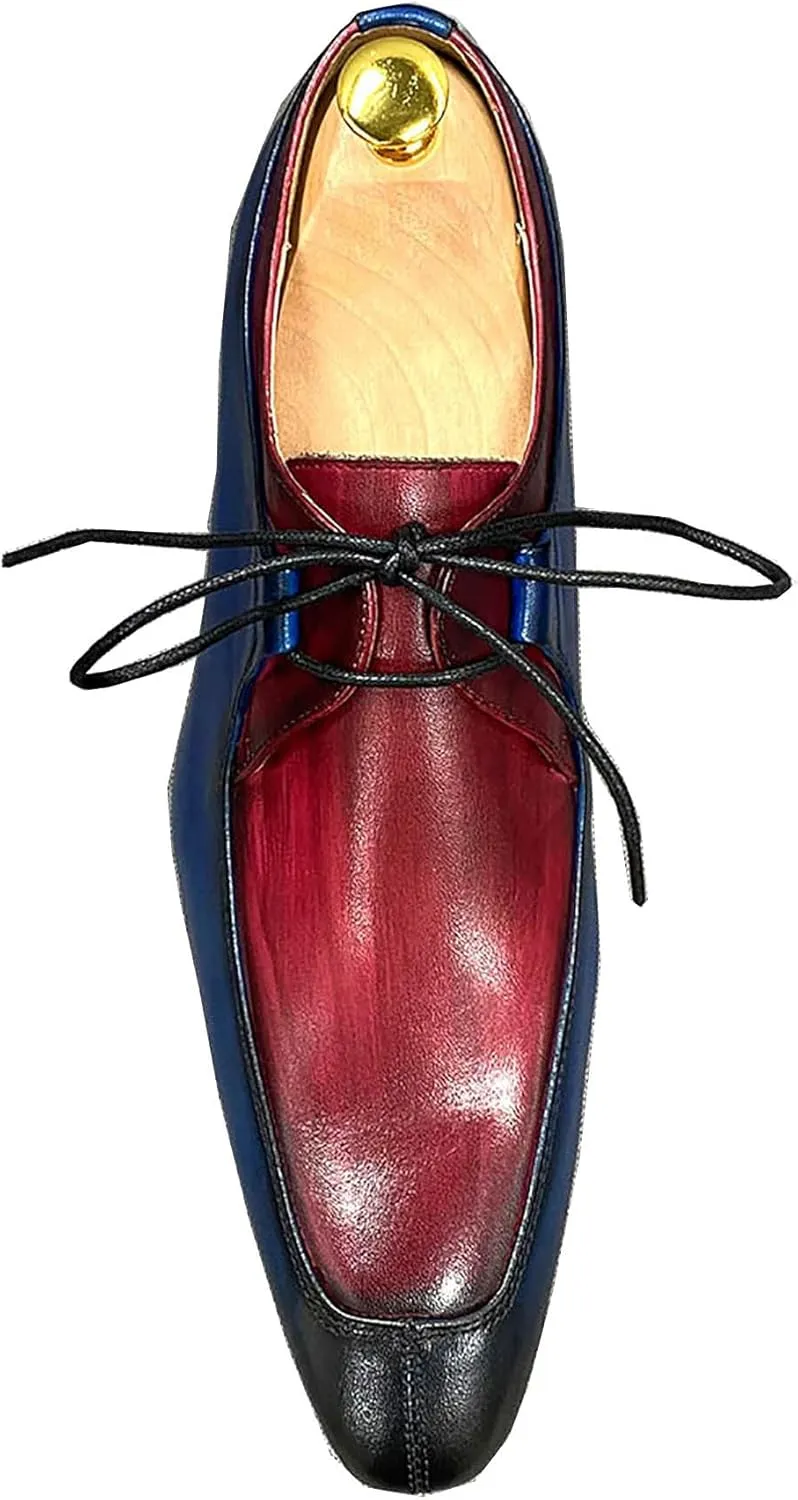 Santimon Mens Oxfords Formal Dress Genuine Leather Handmade Casual Derby Wedding Tuxedo Fashion Walking Shoes for Men