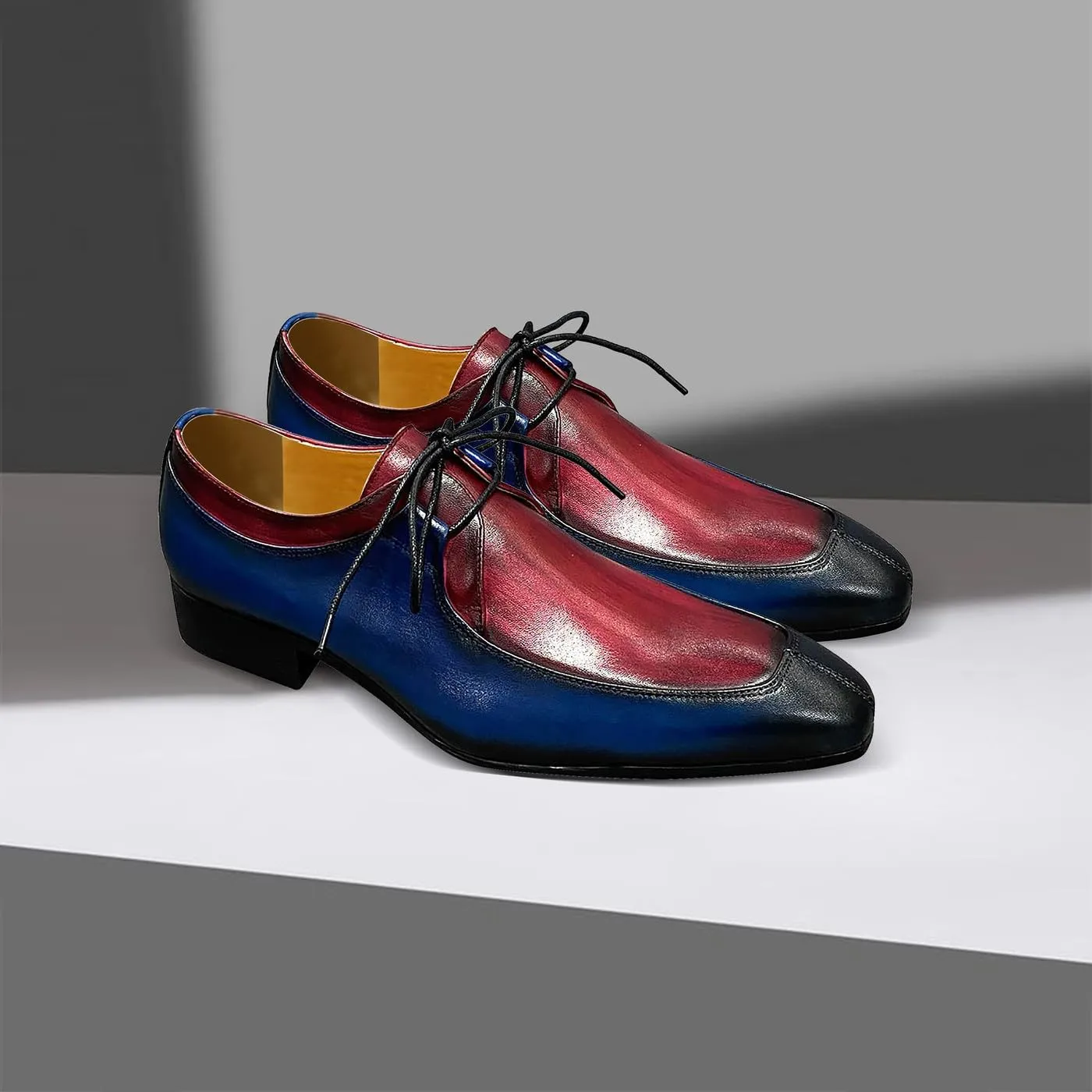 Santimon Mens Oxfords Formal Dress Genuine Leather Handmade Casual Derby Wedding Tuxedo Fashion Walking Shoes for Men