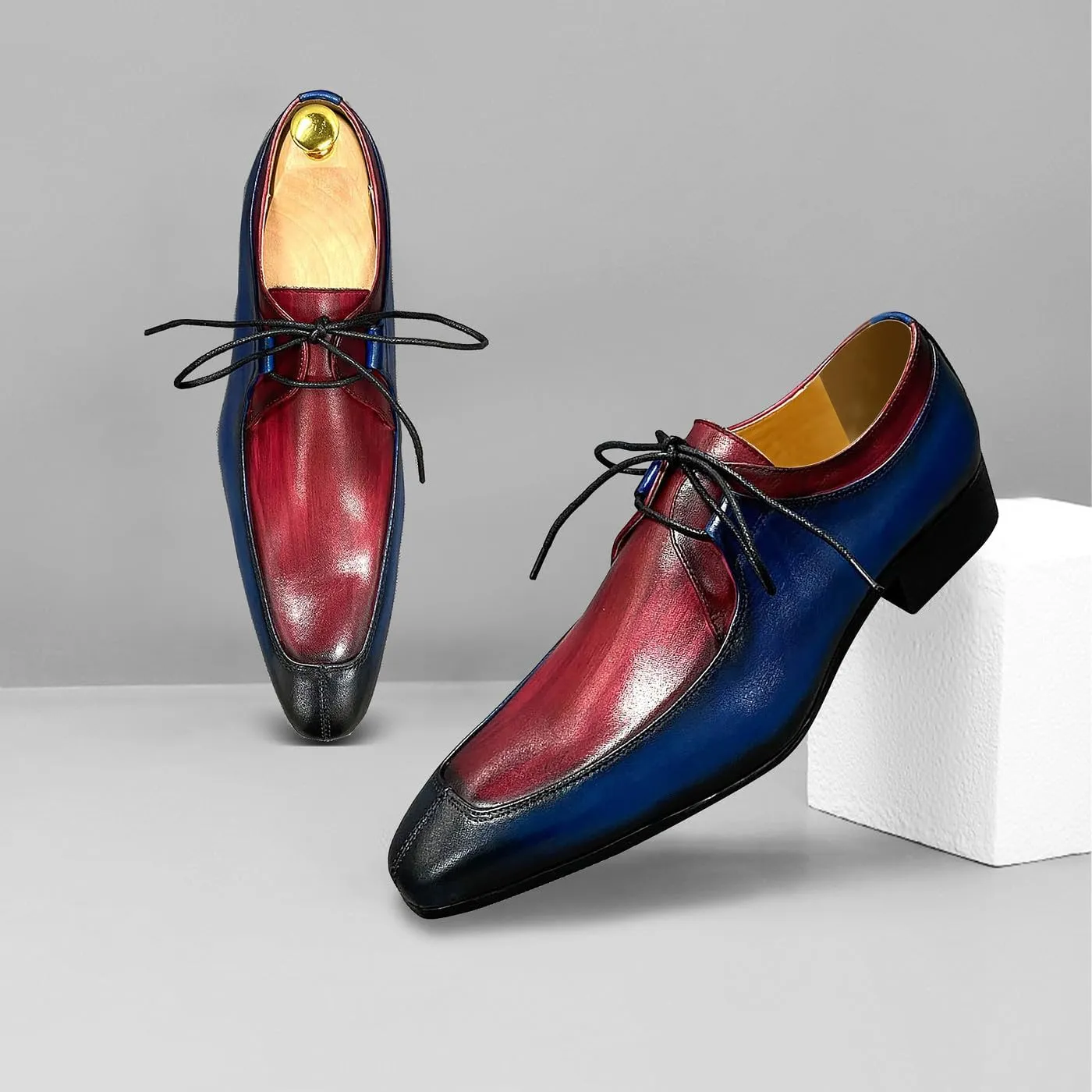 Santimon Mens Oxfords Formal Dress Genuine Leather Handmade Casual Derby Wedding Tuxedo Fashion Walking Shoes for Men