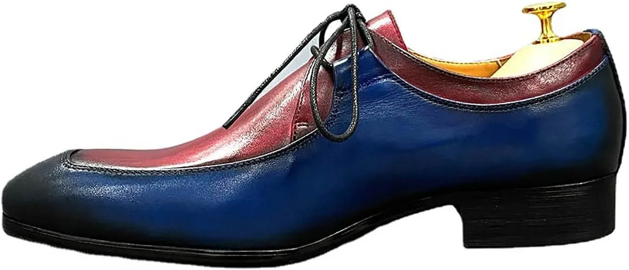 Santimon Mens Oxfords Formal Dress Genuine Leather Handmade Casual Derby Wedding Tuxedo Fashion Walking Shoes for Men