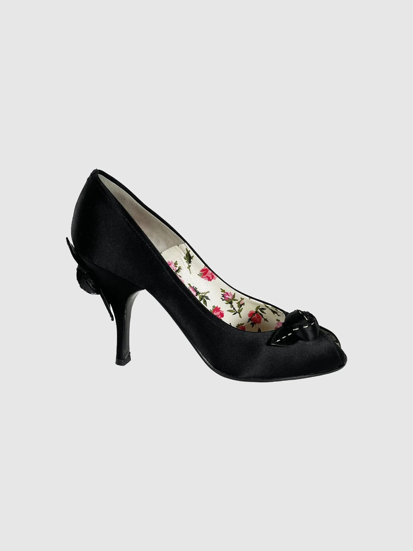 Satin Peep Toe Pumps - Size 38