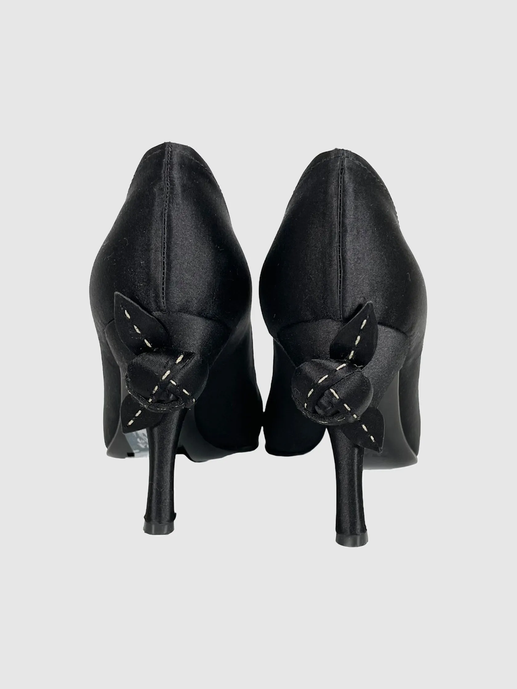 Satin Peep Toe Pumps - Size 38