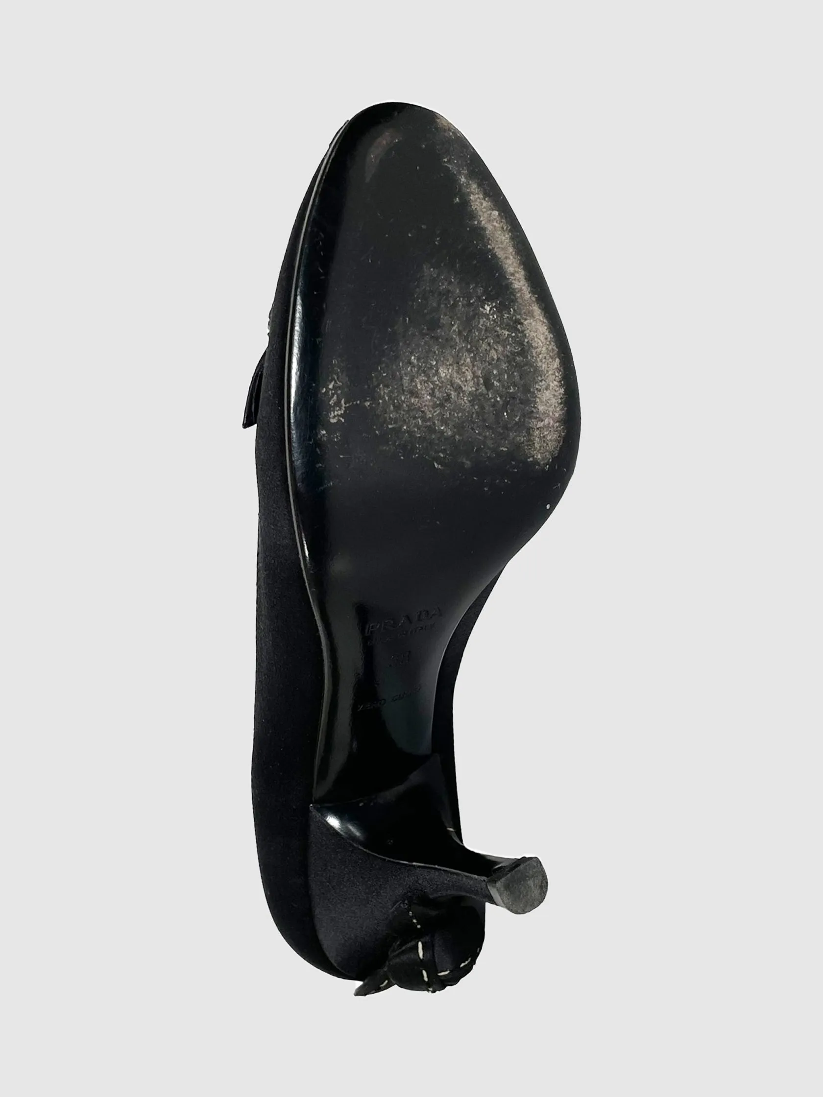 Satin Peep Toe Pumps - Size 38