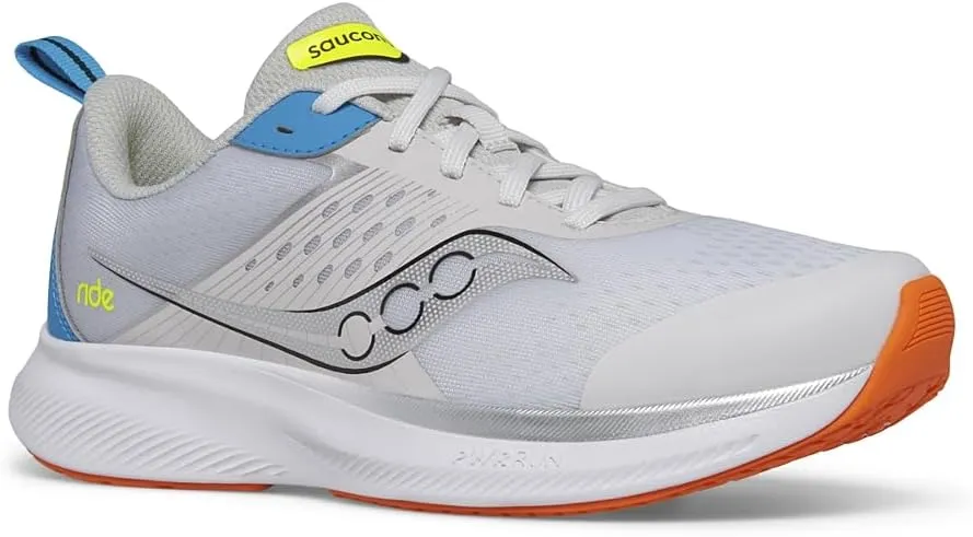 Saucony Ride Kidz Sneaker, Grey/Blue/Citron, 6 US Unisex Big Kid