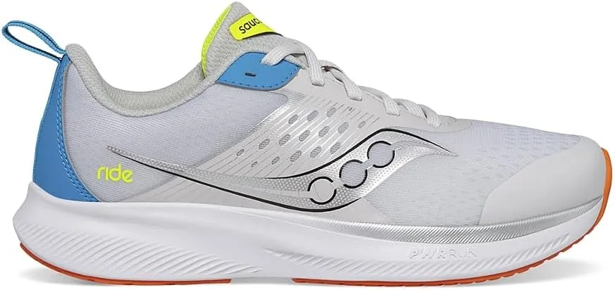 Saucony Ride Kidz Sneaker, Grey/Blue/Citron, 6 US Unisex Big Kid