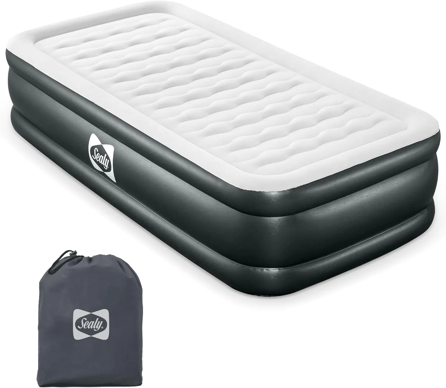Sealy Tritech 18" Inflatable Air Mattress Bed with Built-in Pump, Storage Bag, and Repair Patch, for Indoor and Outdoor Use, Twin