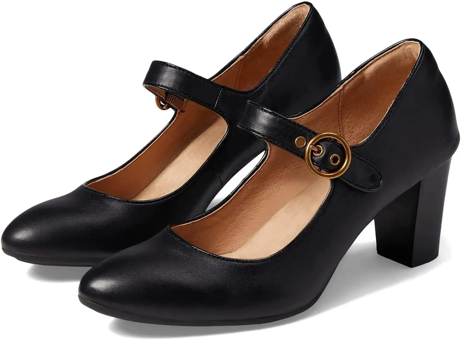SHODENSE Women Chunky High Heel Mary Jane Suede Pumps Shoes Round Closed Toe Ankle Strap Dress Sandals 3" Block Heel Mary Jane Lolita Pumps Two-Toned Buckle Office Work Wedding Retro 4-11 M US