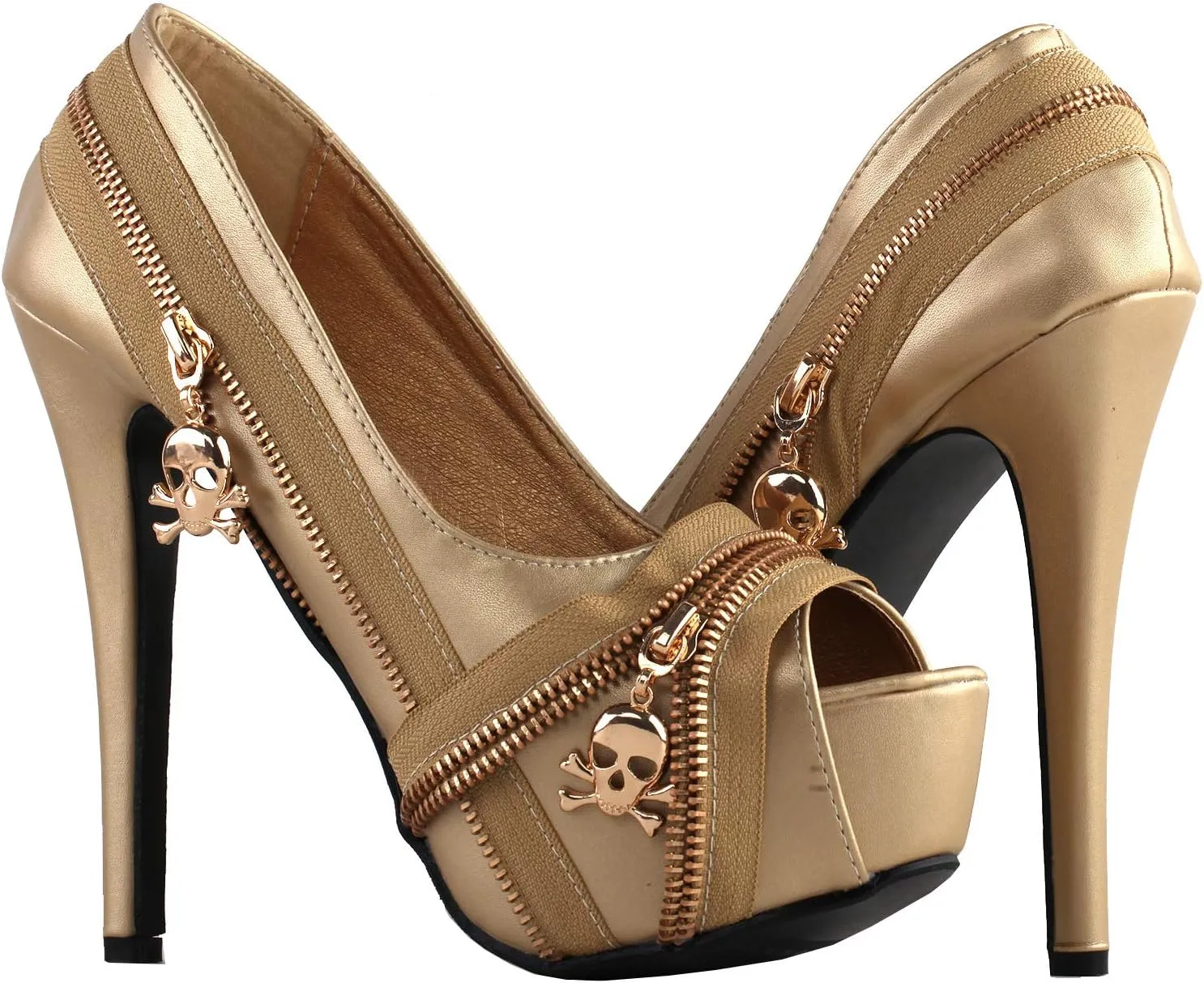 SHOW STORY Punk Multi-Colour Zip Peeptoe Platform High Heel Stiletto Pump,LF80836
