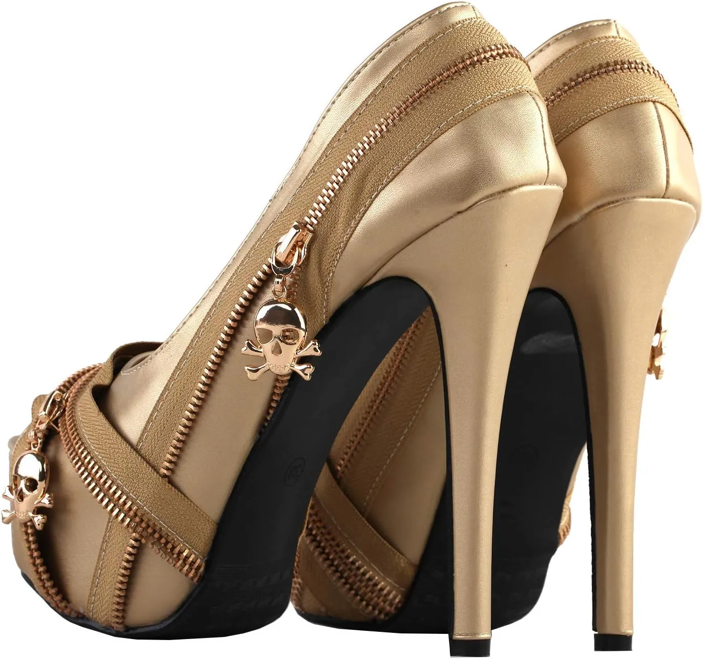 SHOW STORY Punk Multi-Colour Zip Peeptoe Platform High Heel Stiletto Pump,LF80836