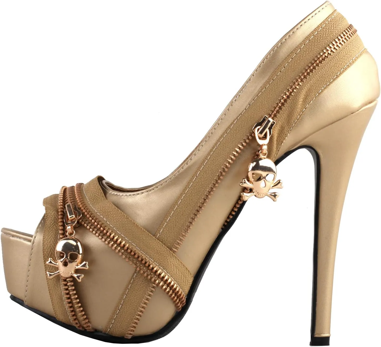 SHOW STORY Punk Multi-Colour Zip Peeptoe Platform High Heel Stiletto Pump,LF80836