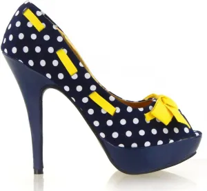 SHOW STORY Sexy Peep Toe Polka Dots Bow Platform Stiletto High Heel Pump,LF30421