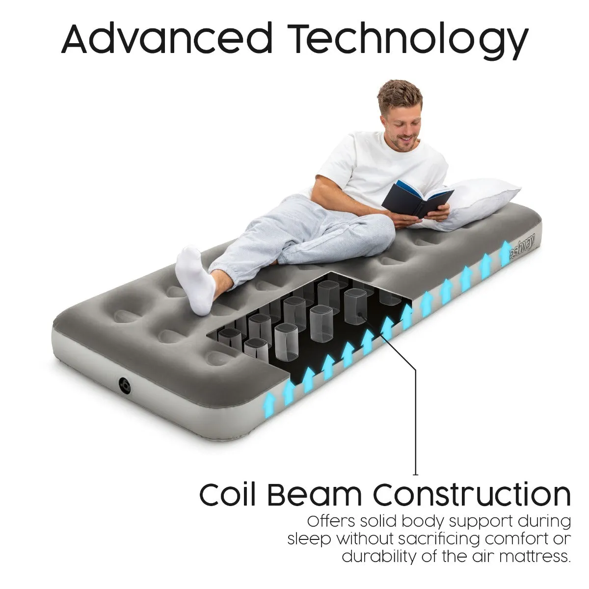 Single Flocked Jr Airbed with Electric AC Pump