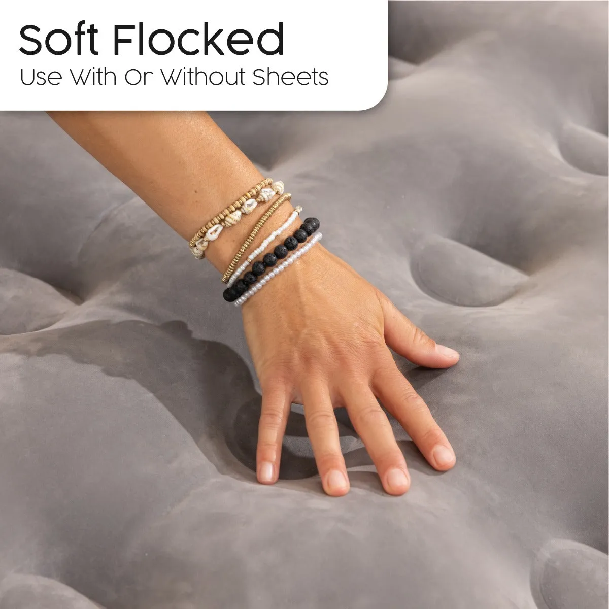 Single Flocked Jr Airbed with Electric AC Pump