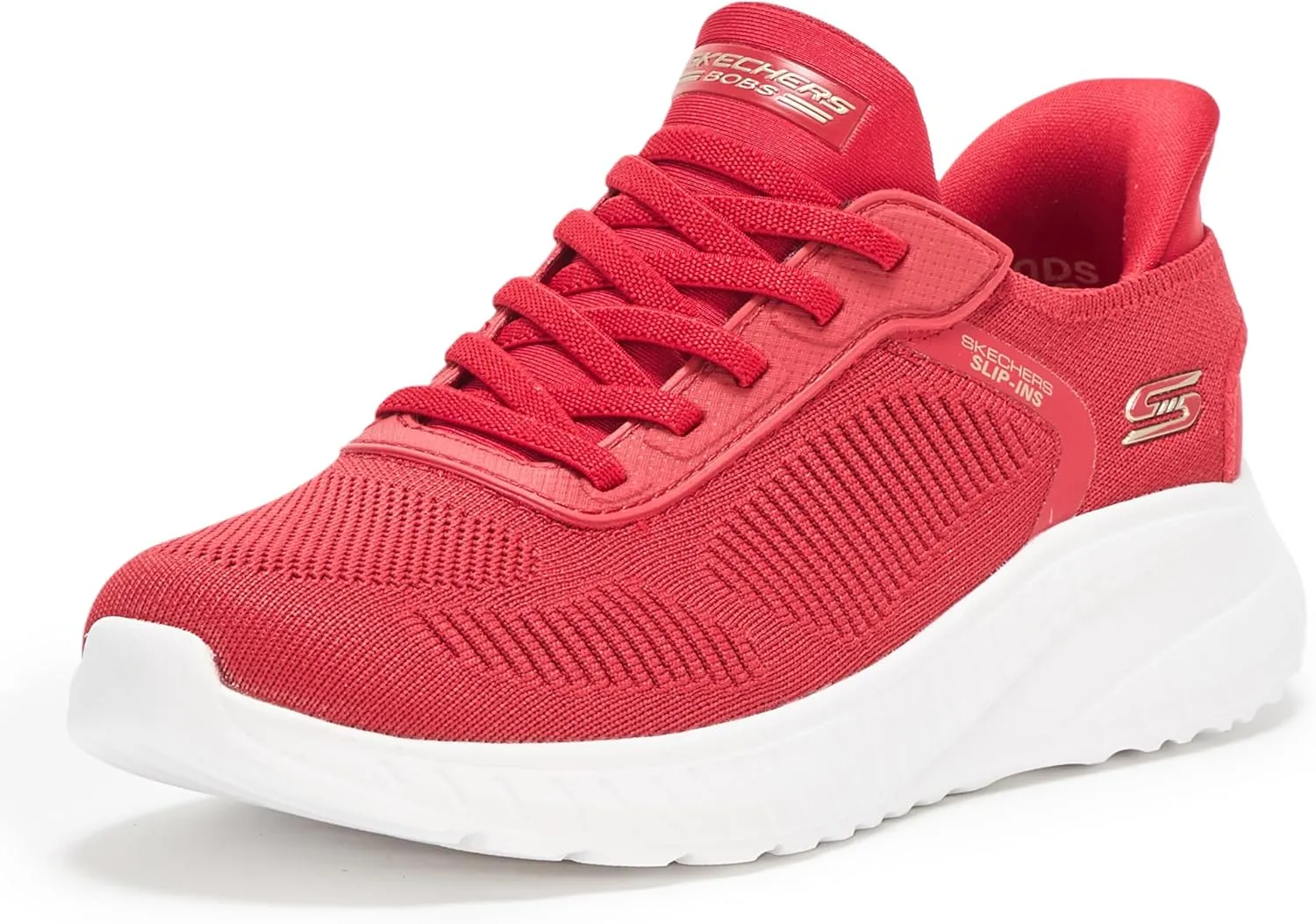 Skechers Women's Hands Free Slip-INS BOBS Squad Chaos-Current Muse Sneaker, RED, 5