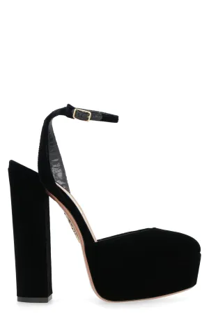 So High velvet platform pump