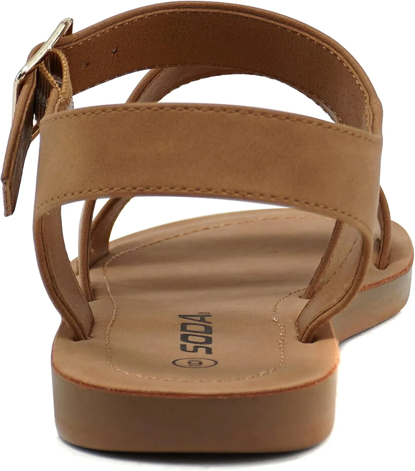 Soda COMING ~ Women Casual Open Toe Two Bands with Ankle Strap Fashion Slide Flat Sandal