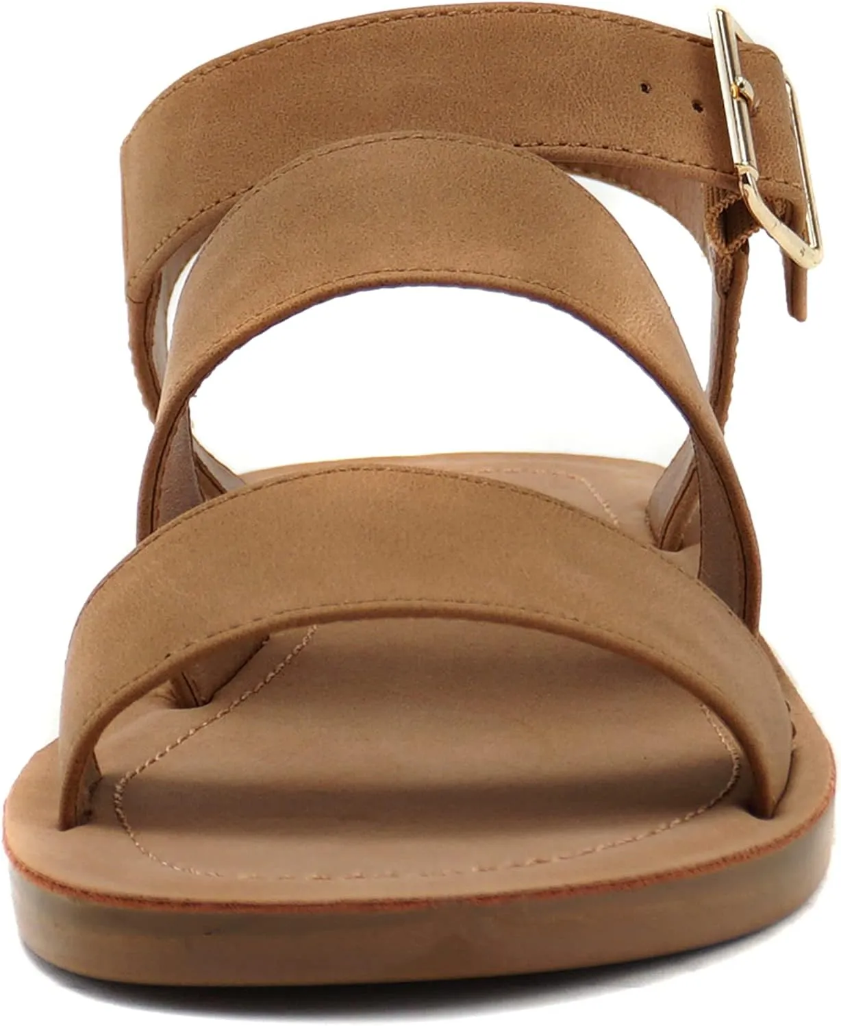 Soda COMING ~ Women Casual Open Toe Two Bands with Ankle Strap Fashion Slide Flat Sandal
