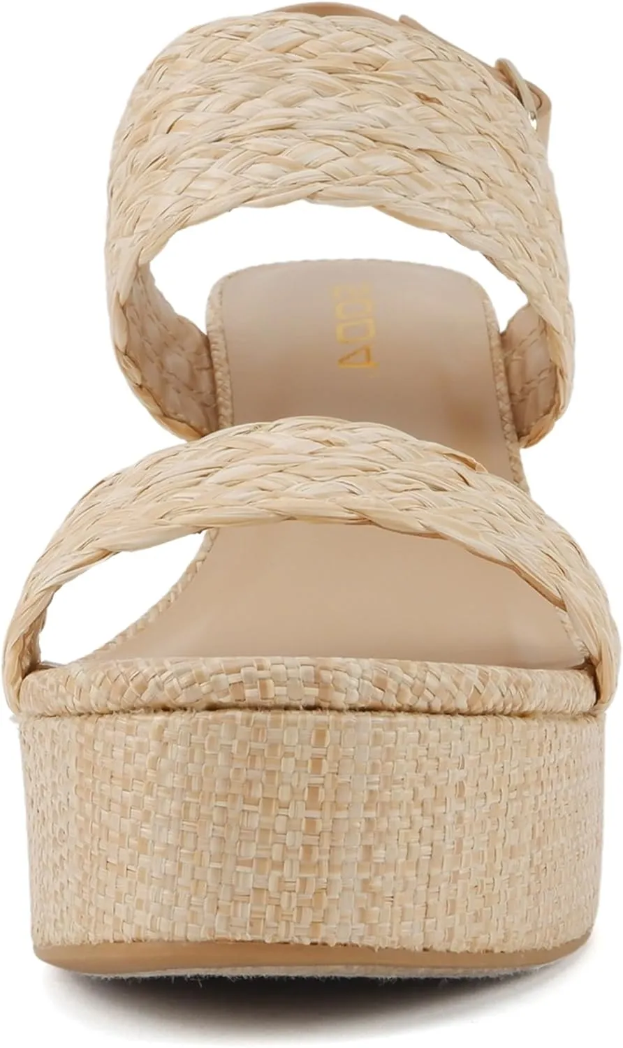 Soda “Home” ~ Women Round Toe Raffia Upper High Heel Platform Wedge Sandal with Adjustable Ankle Strap