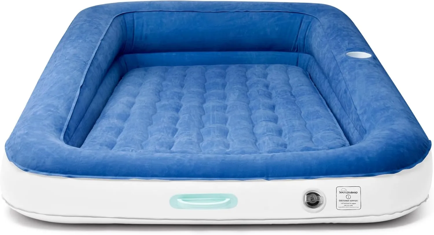 SoundAsleep Dream Series Kids Air Mattress with High Speed External Pump - Extra Tall Safety Bumpers - Portable, Toddler Blow up Bed for Kids - Inflatable Toddler Air Mattress for Home and Camping