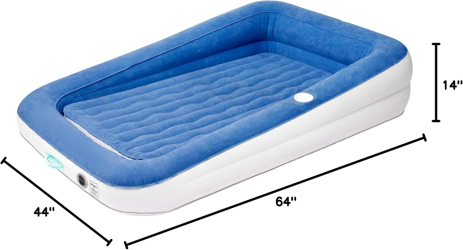 SoundAsleep Dream Series Kids Air Mattress with High Speed External Pump - Extra Tall Safety Bumpers - Portable, Toddler Blow up Bed for Kids - Inflatable Toddler Air Mattress for Home and Camping