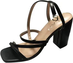 Square Toe Crossband Chunky Heels Ankle Strap Wedding Guest Pump Sandals