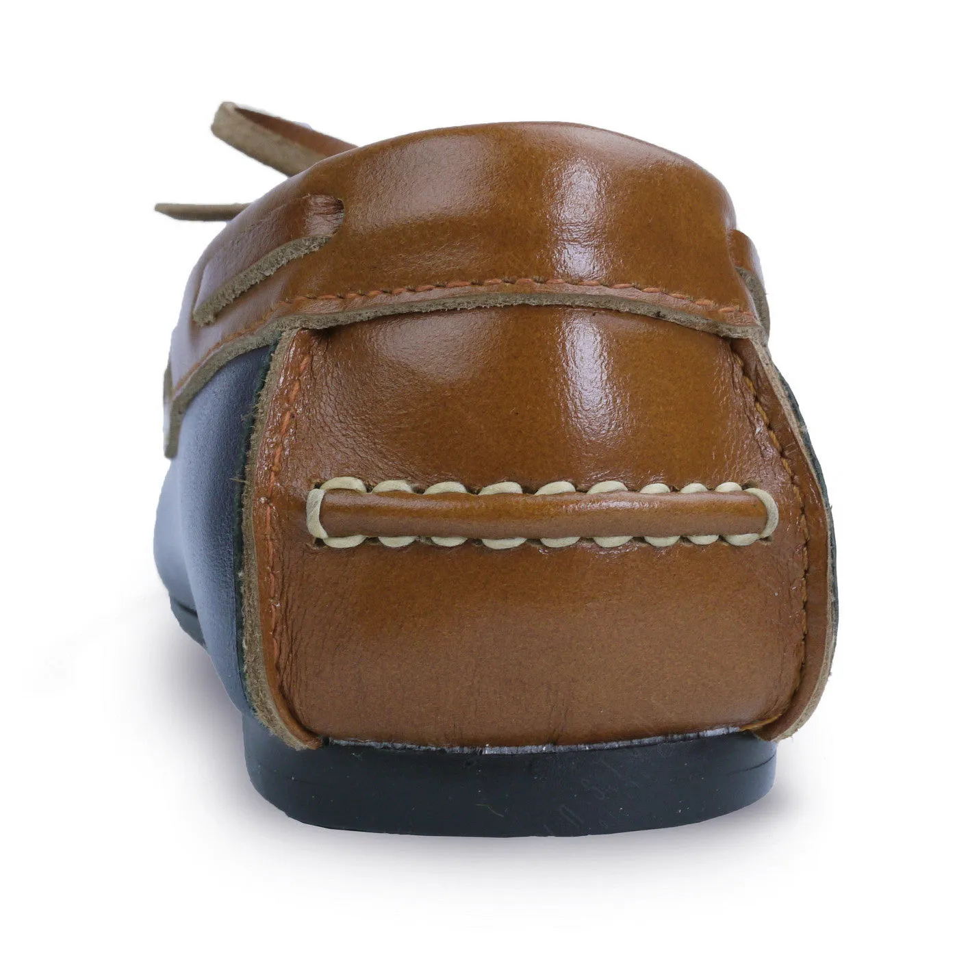 Suede Flip Lace Leather Loafer Navy Beige